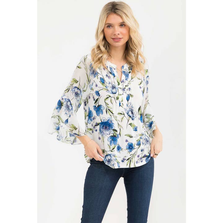 BLUS MED BLOMMIGT MIXMEDIA OCH NÅLVECK för wholesale av Perseption