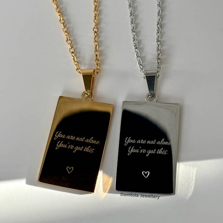Damilola Jewellery – wholesale Pendant/charm necklace – ‘You are not alone’ Necklace - Gold/Silver - Double Sided3