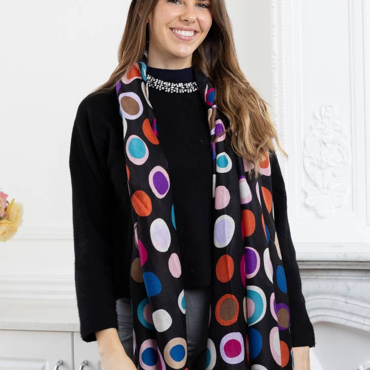 LINETA – wholesale Scarf – Women's – HH-213 Scarf with round pattern print4
