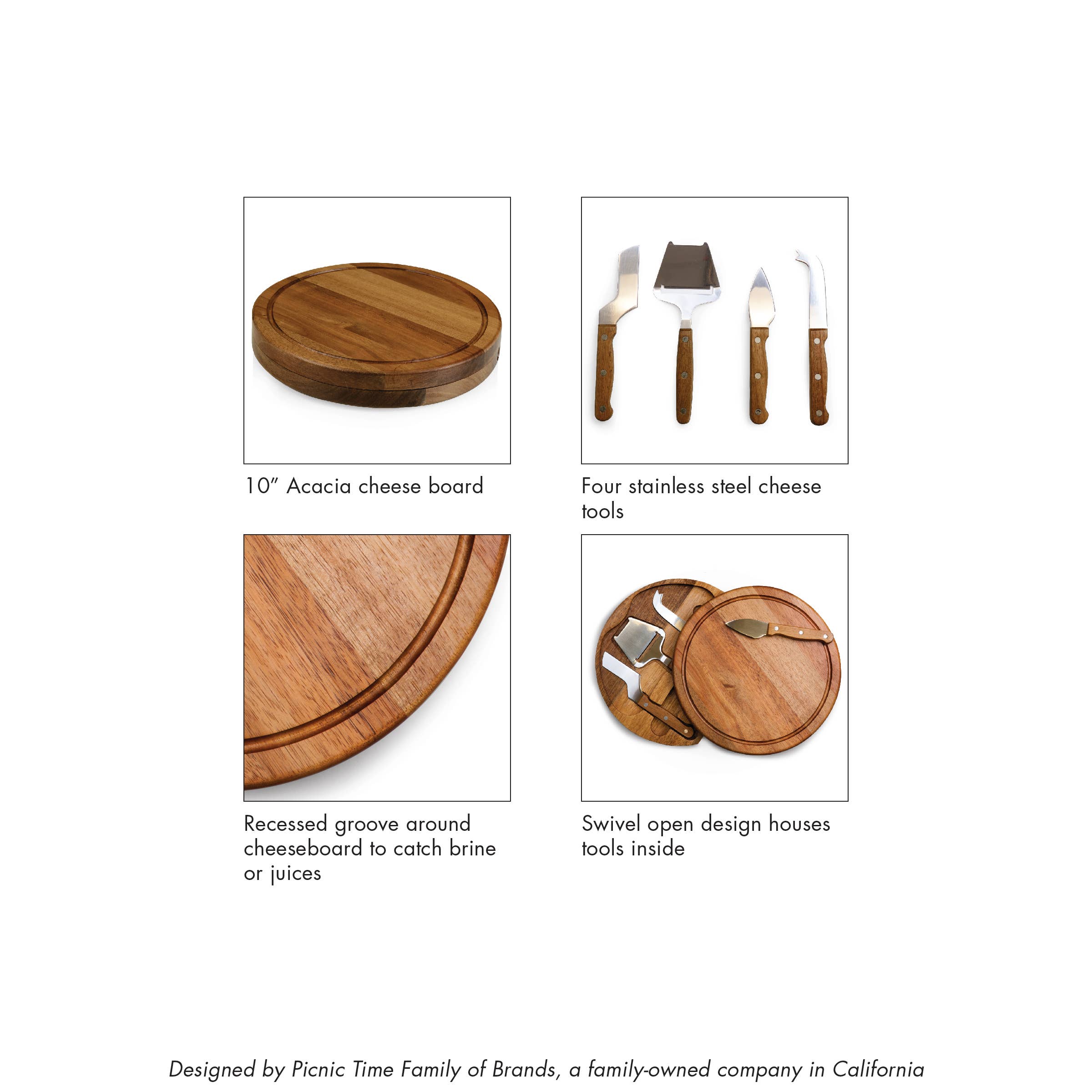 Acacia Circo Cheese Cutting Board & Tool Set for wholesale on Faire4