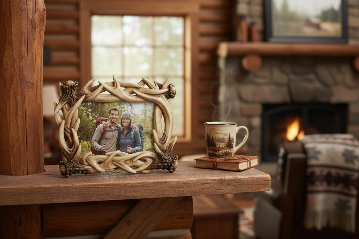 De Leon Collections - Vente Cadres photos - Cadre photo 6” x 4” avec bois de cerf entrelacés0