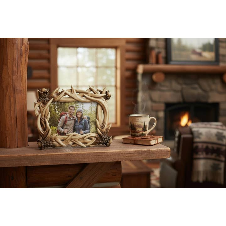 De Leon Collections - Vente Cadres photos - Cadre photo 6” x 4” avec bois de cerf entrelacés