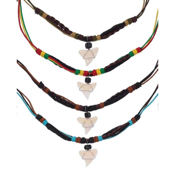 World End Imports Jewelry & Gifts - Wholesale Pendant/Charm Necklace - NK Faux Leather/Rope/Sharktooth necklace-12