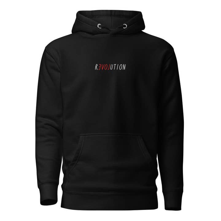 Er is Liefde in Revolutie - Geborduurd - Premium Hoodie voor wholesale door The Philosopher's Shirt