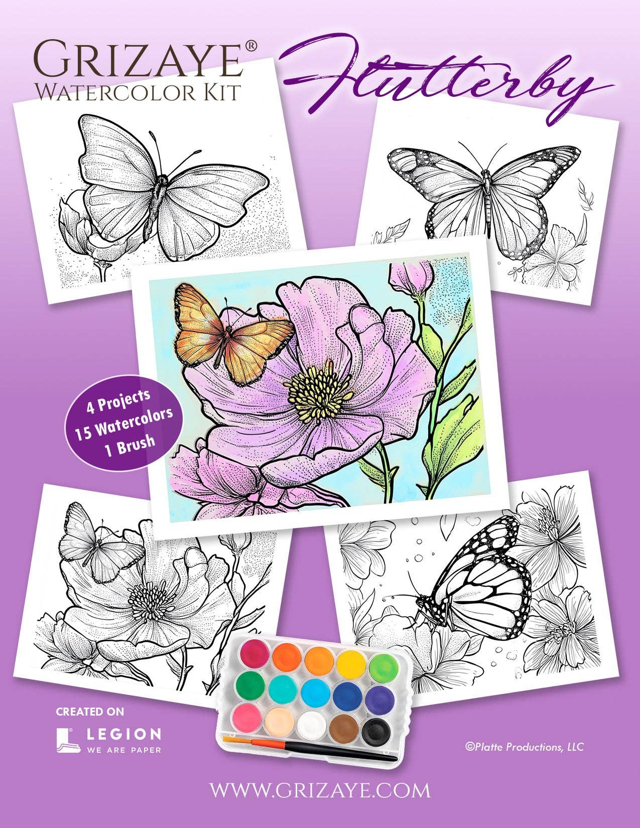 Grizaye - Wholesale DIY Craft Kit - Watercolor Kit: Flutterby2