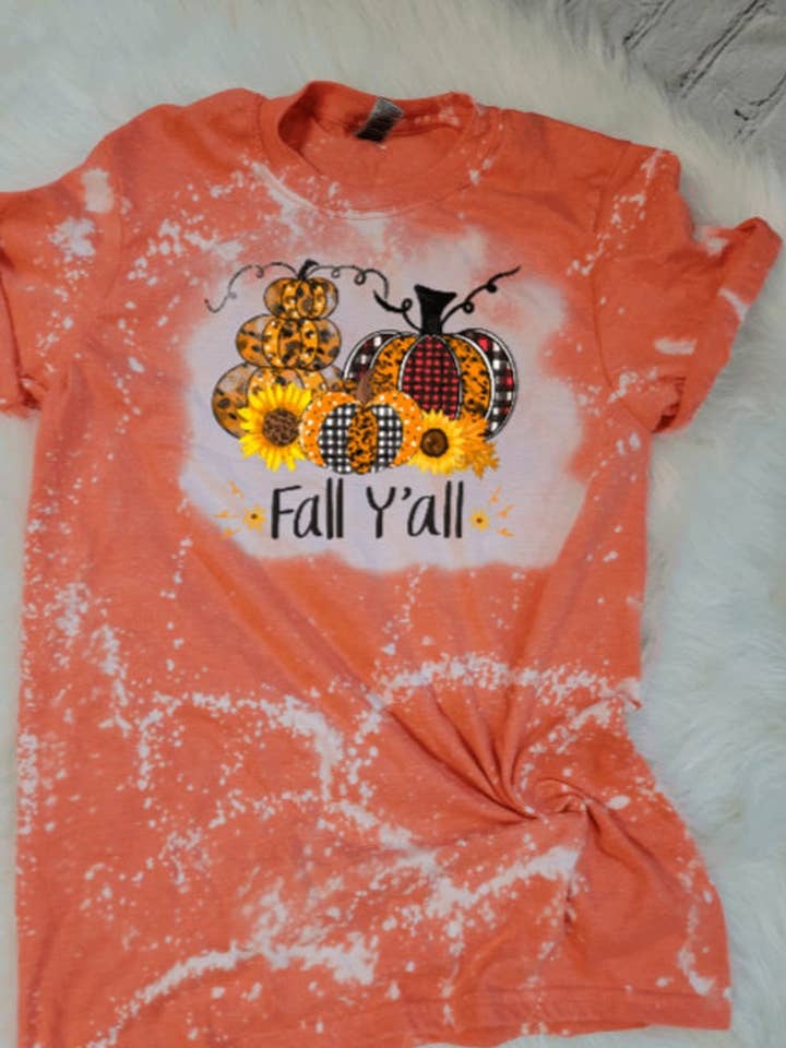 T-shirt sbiancata Happy Fall per la vendita all'ingrosso da parte di Ruby Lilly Designs