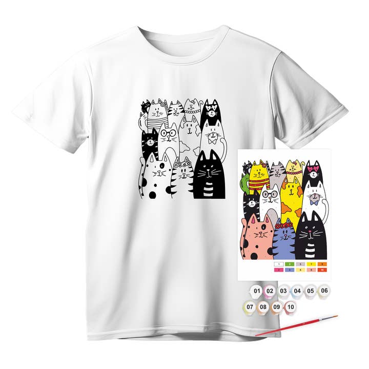 T-shirtmaleri „Katte“ - 100% bomuld, str. S af ROSA Talent for engroshandel hos Fainotoys