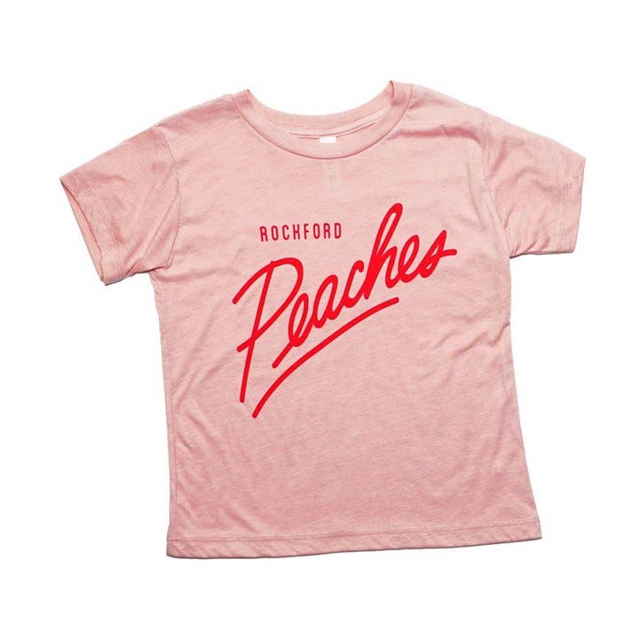 Rockford Peaches Script T-shirt voor jongeren: Perzik voor wholesale door Rockford Art Deli