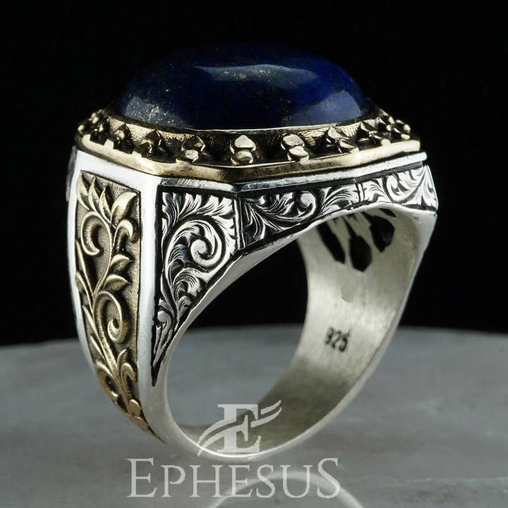 Vintage Lapis Lazuli Ring Solid Sterling Silver for wholesale by Ephesus Jewelry