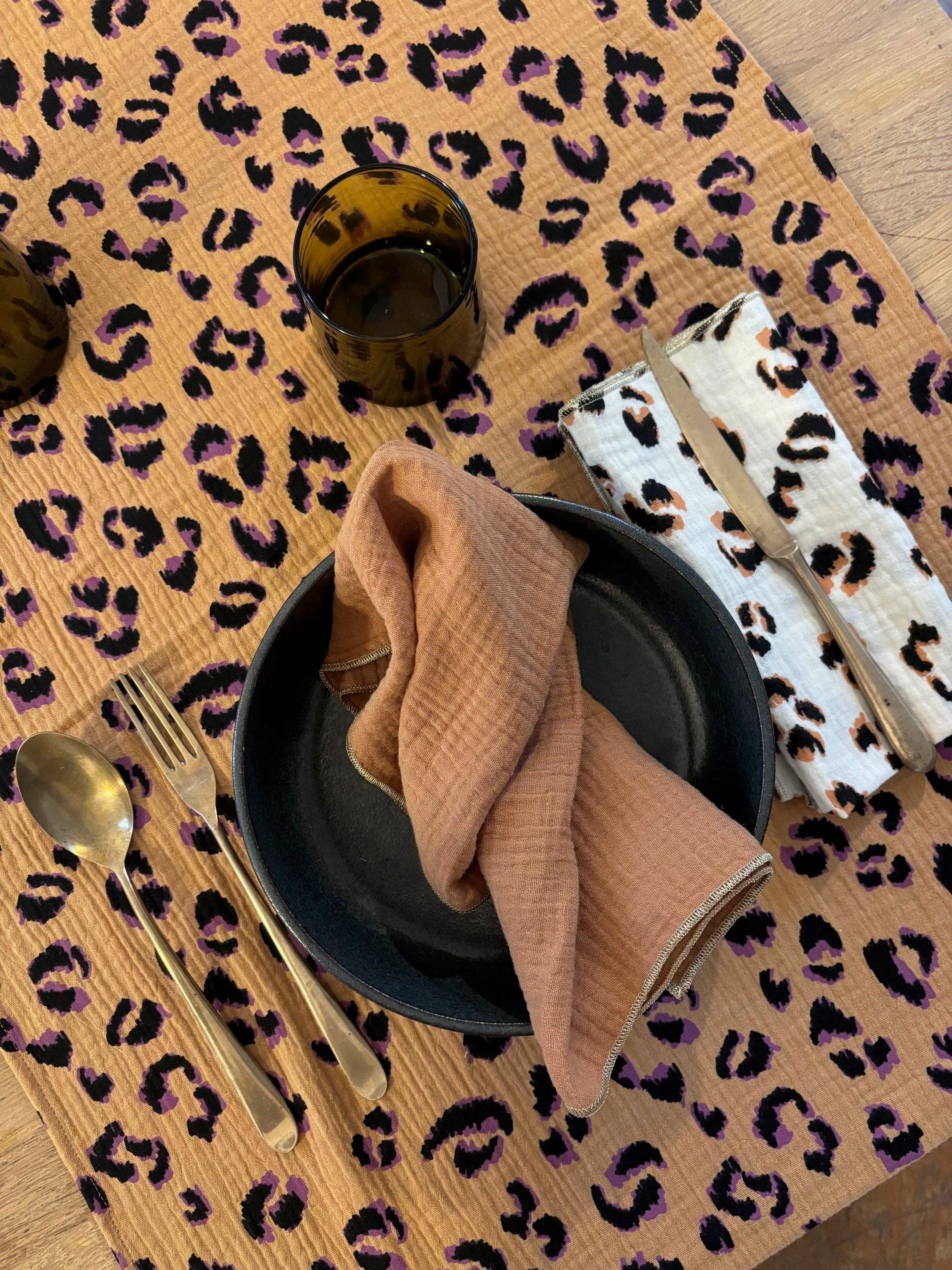 CHARMY - Wholesale Table Runner - Leopard Fauve Table Runner – Cotton Gauze – 50x150cm2