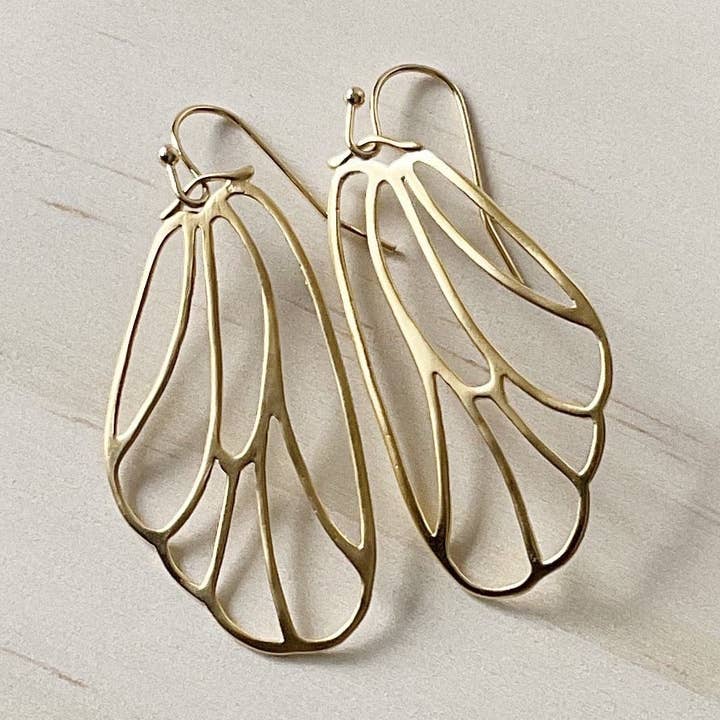 Brinco Asas Anjo - Ouro Mate por atacado de The Sister Label