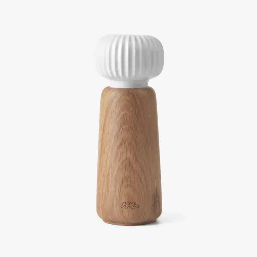 Danish Design Collective - Wholesale Spice Mill - Kähler - Hammershøi - 7.3" Oak & Ceramic Spice Grinder6