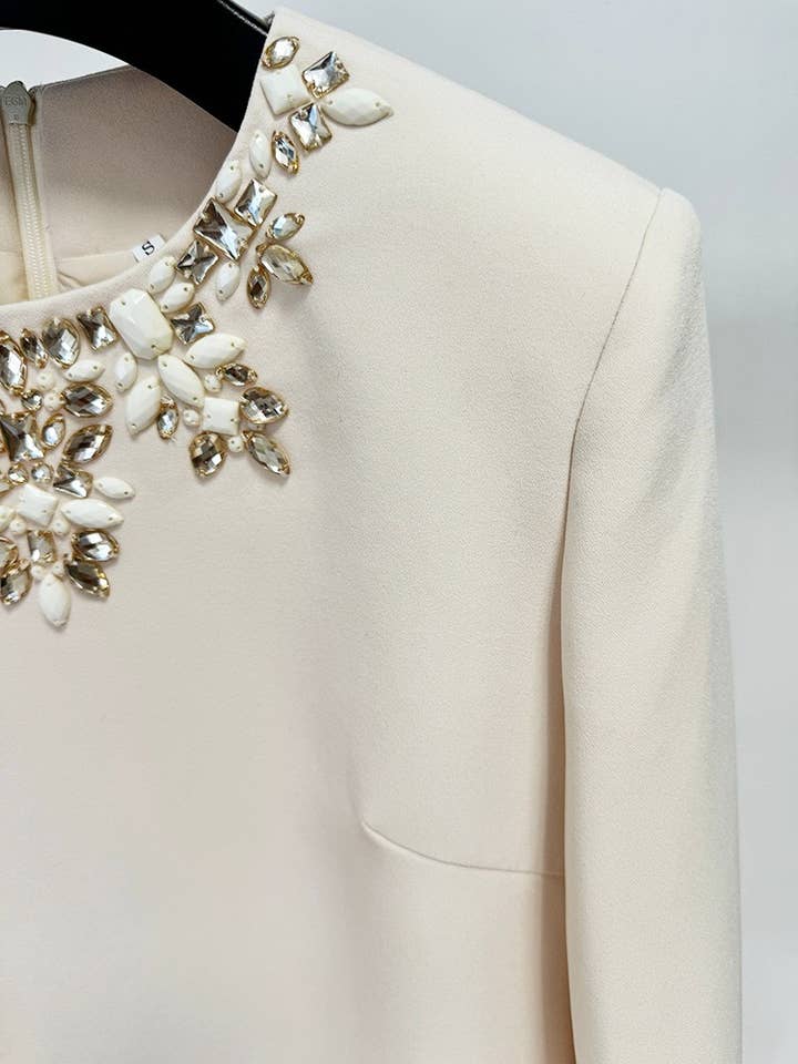 Color as pictures DR324Y Elegant Hand-Beaded Diamond Long Sleeve Dress for wholesale on Faire