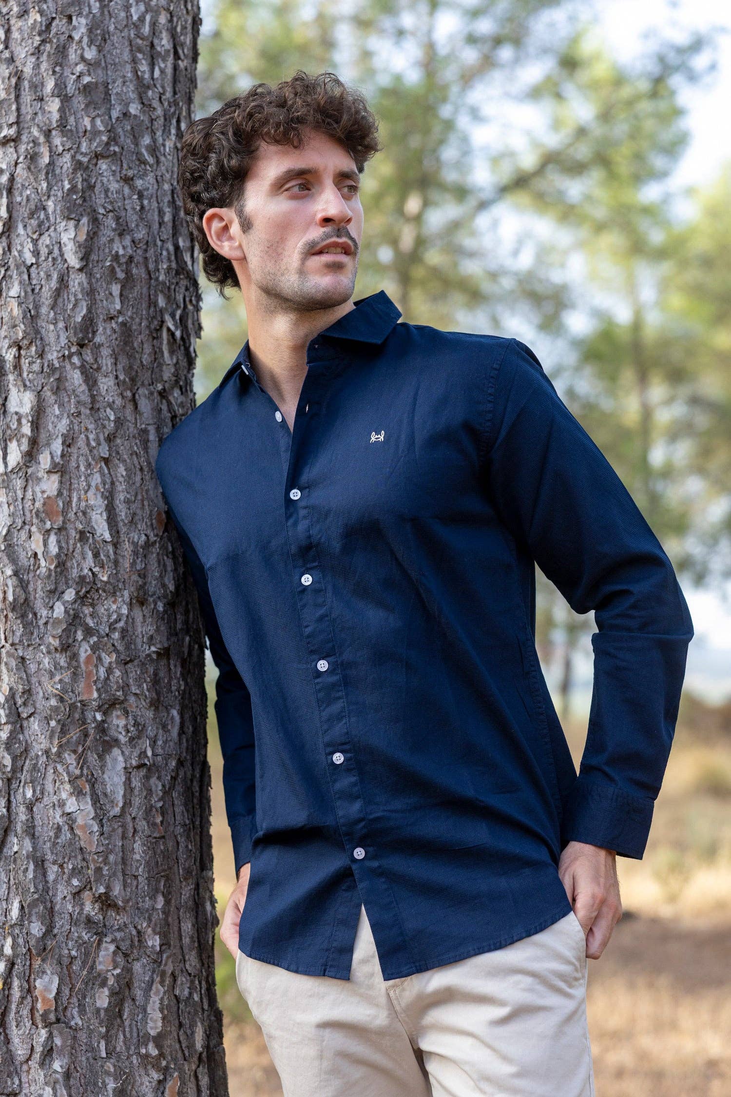 Custi Mikelo: Made in Spain - Wholesale Button Down Shirt - Men's - Navy Structured Shirt1