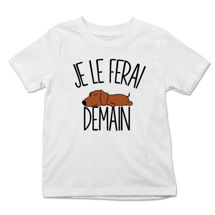 Camiseta infantil Dachshund - Lo haré mañana - Humorous Animals para venta al por mayor de Planetee