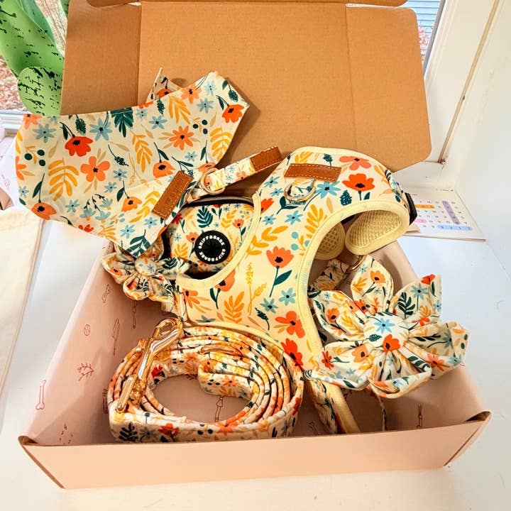 Yellow Floral Signature Bloomtie™ - Mega Bundle (D Ring) for wholesale by Sniff & Bark