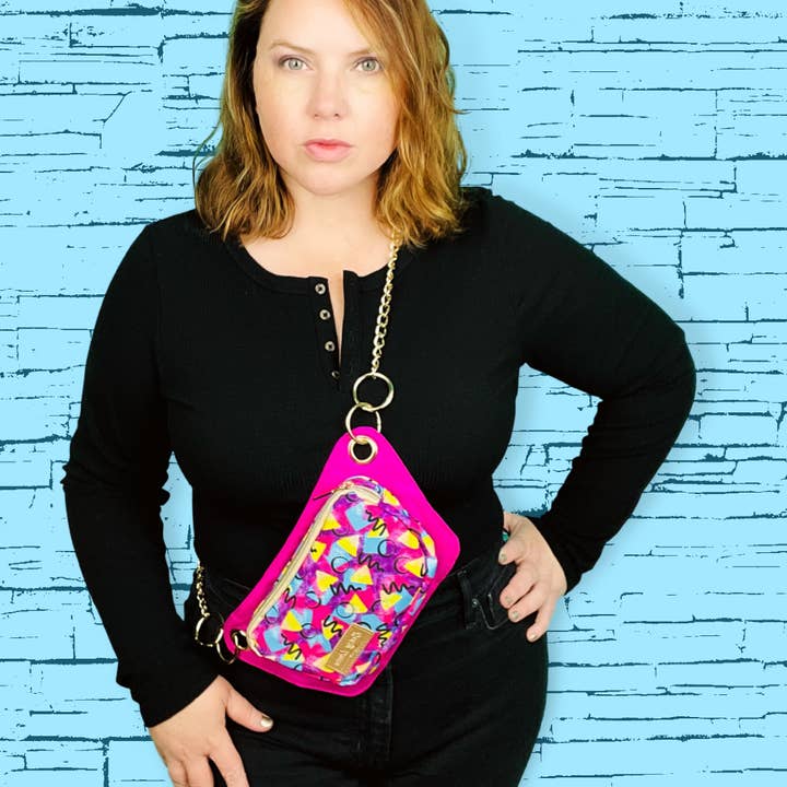 Betsy Dare - Wholesale Crossbody Bag - Women's - Neon Confetti Print Lisa Convertible Crossbody/Belt Bag2