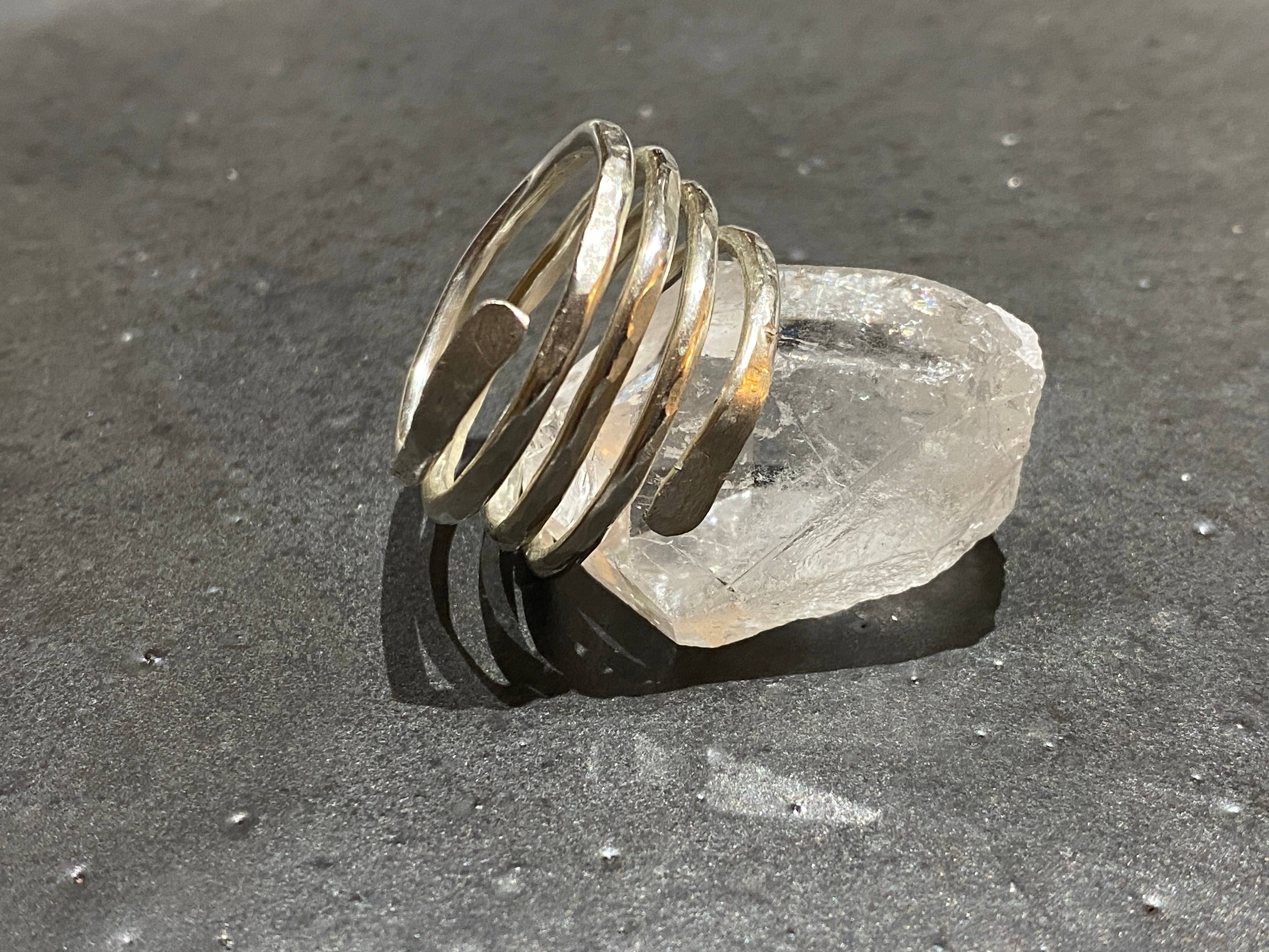 SoulSpireStudio - Wholesale Band/Stacked Ring - Boho 5 Wrap Ring in Hammered Argentium Silver2
