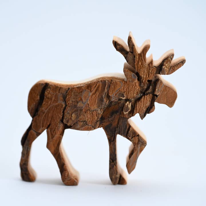 Large Bark Walking Moose for wholesale by Talla Imports
