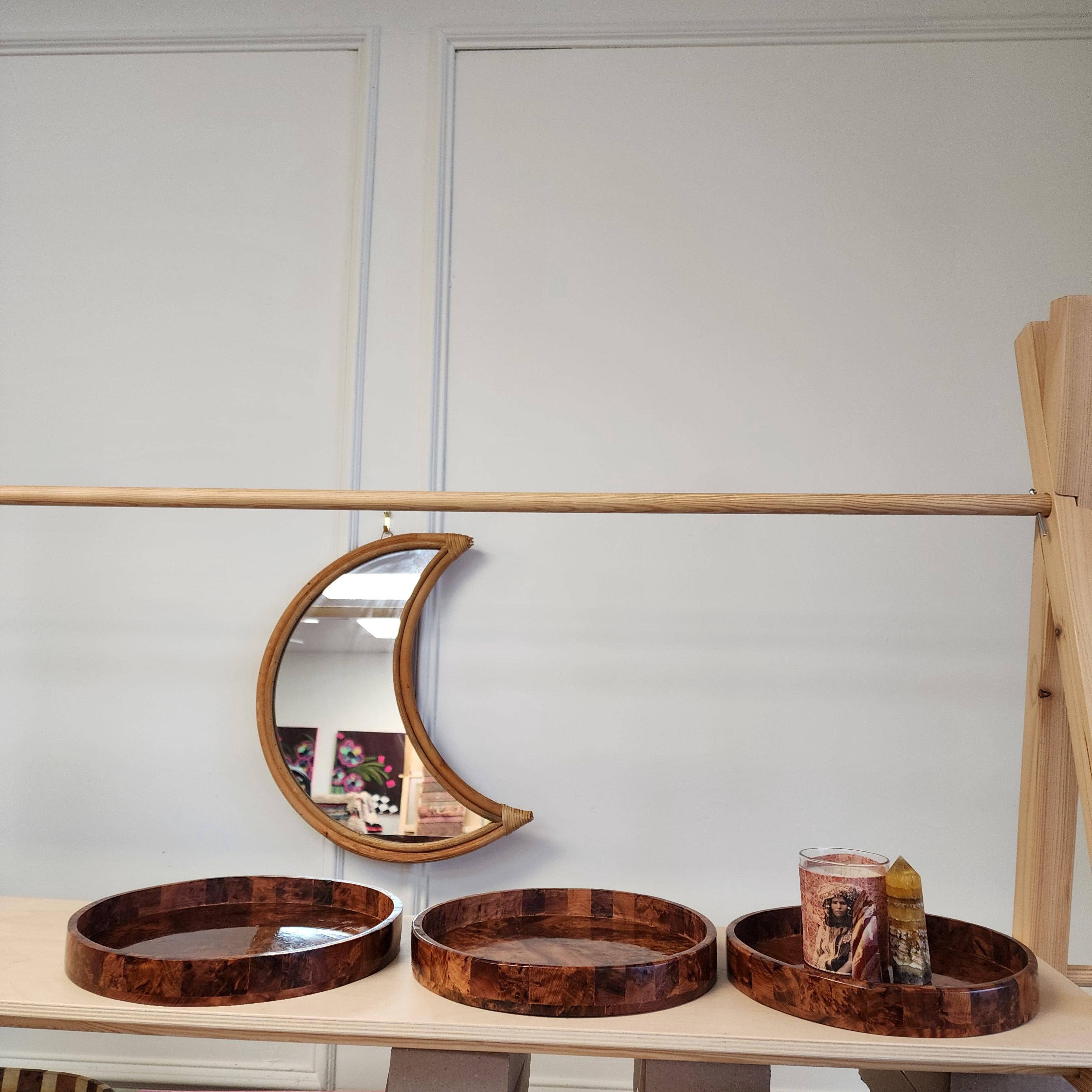 High crafty – wholesale Decorative tray – Handcrafted Thuya Burl Wood Round Tray Set | Decorative Wood0