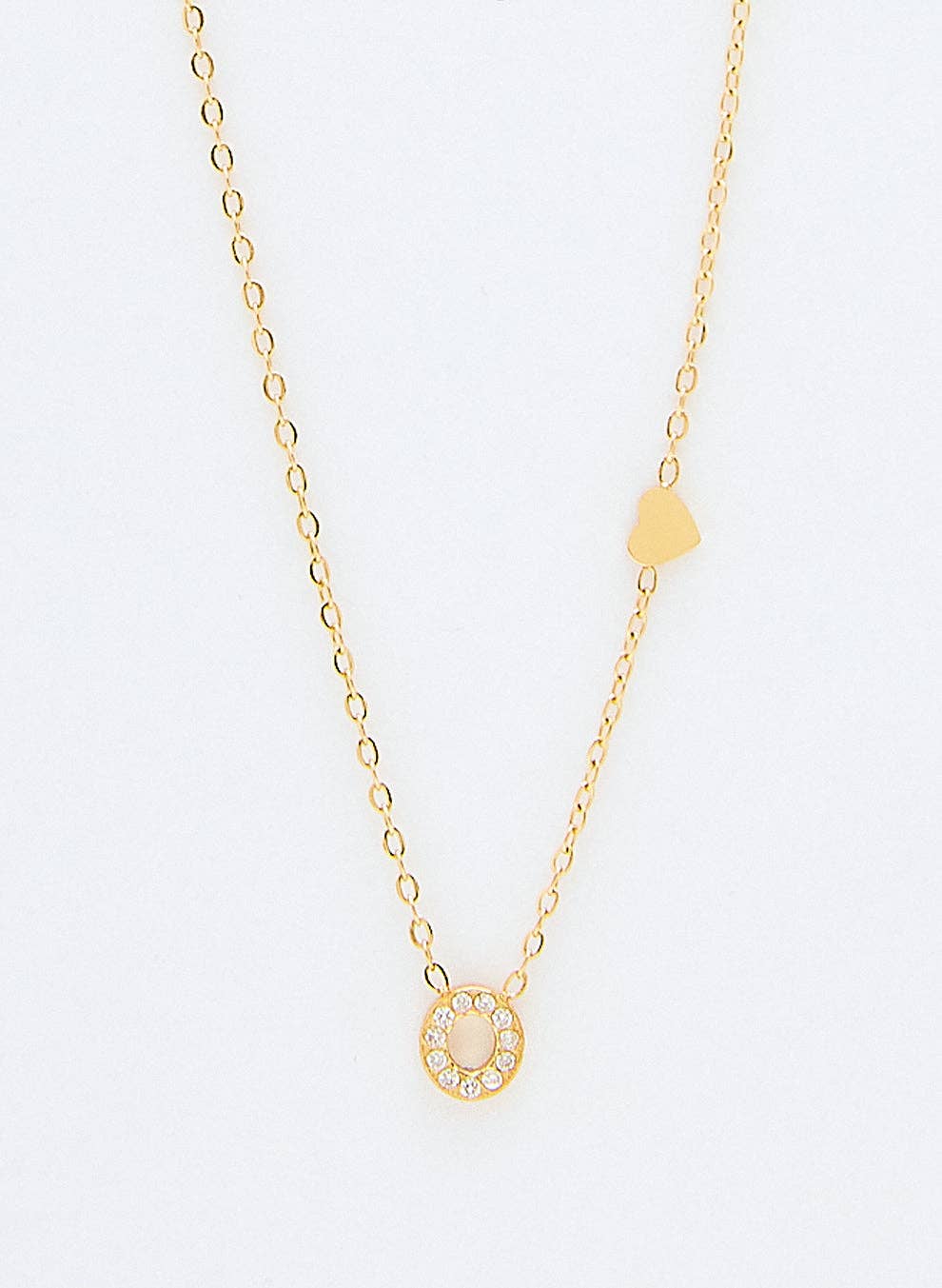 Cassette Barcelona - Vente Colliers à pendentif - Collier Initial avec Détail Cœur & Pierres de Zirconium14