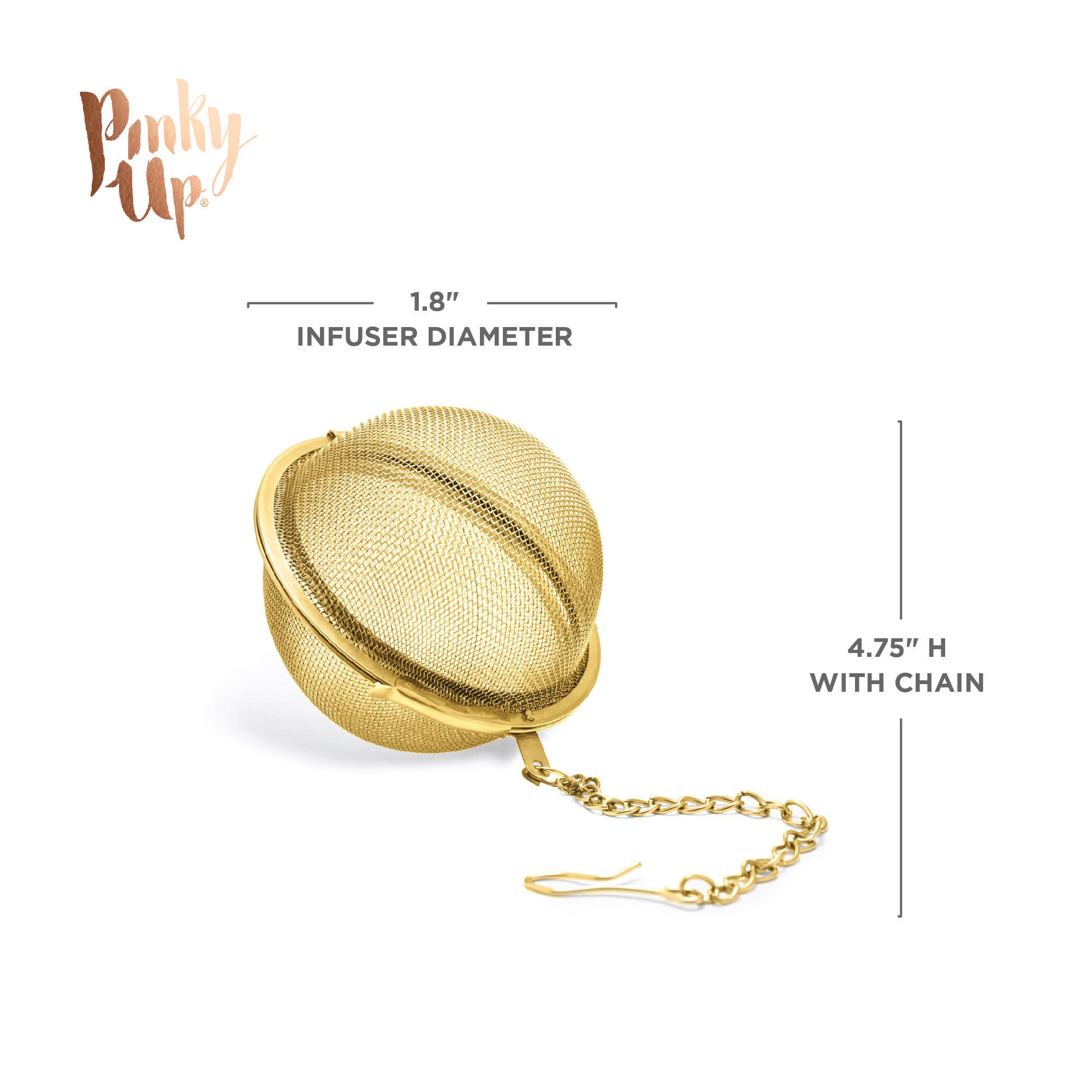 Pinky Up - Vente Passoires à thé/infuseurs - Boule à thé en maille fine en acier inoxydable plaqué or5