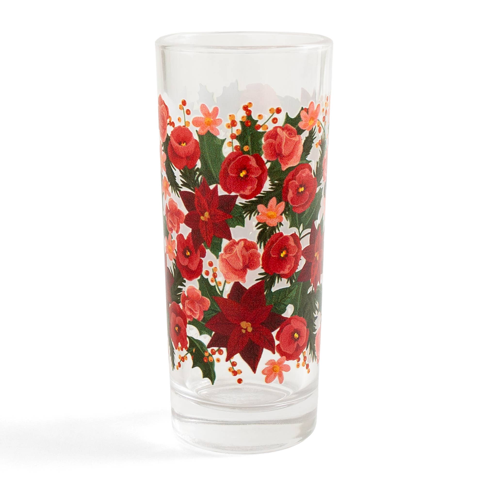 1canoe2 | One Canoe Two Paper Co. - Wholesale Drinking Glass/Cup - Pink Poinsettia Tall Holiday Juice Glass1