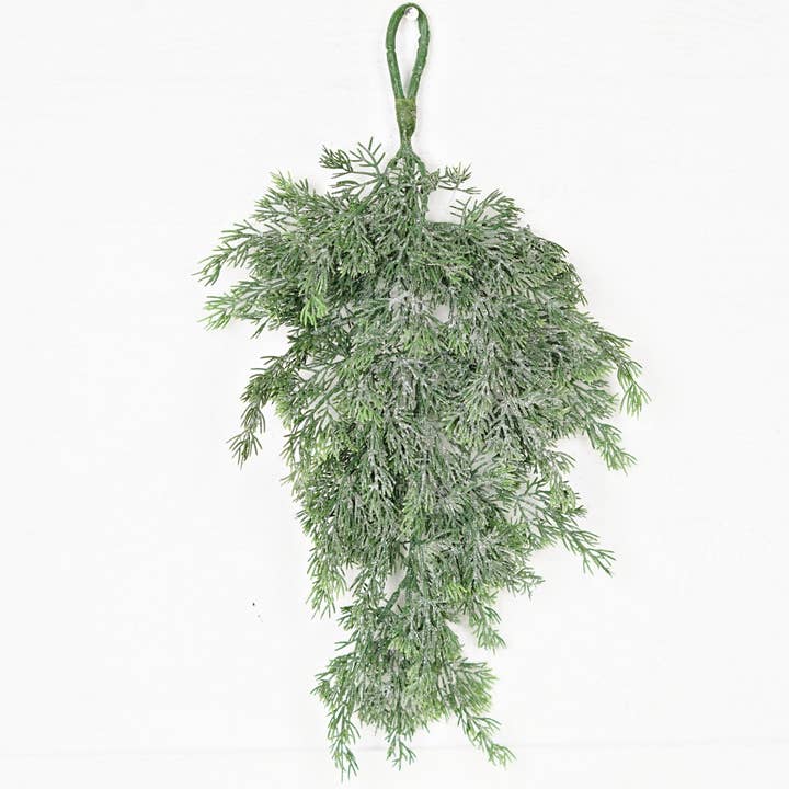 510226- 18inL Teardrop-Sparkle Cypress- for wholesale by Holiday Depot Inc.