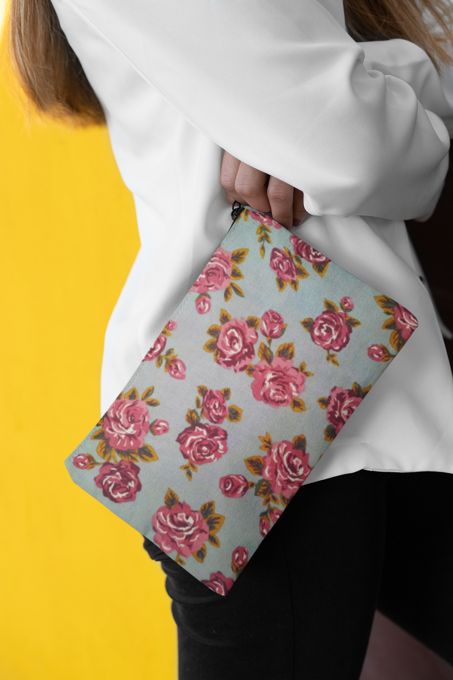 LanRetro – wholesale Clutch bag – women's – Grey Floral Clutch Bag3