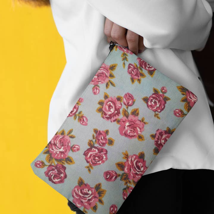 LanRetro – wholesale Clutch bag – women's – Grey Floral Clutch Bag3