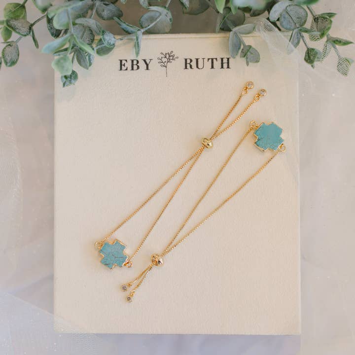 Turquoise Cross Adjustable Bracelet for wholesale by Eby Ruth