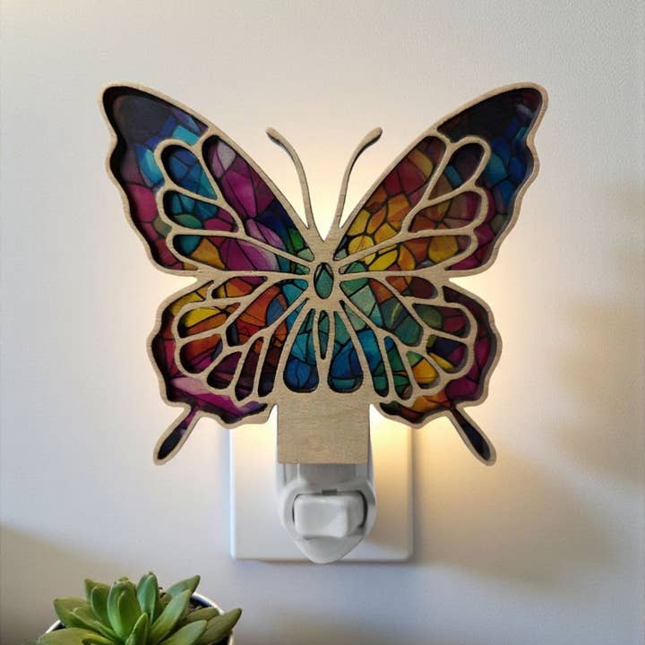Gulf Coast Custom - Wholesale Night Light - Butterfly Wood LED Night Light - Tropical Butterflies Light3