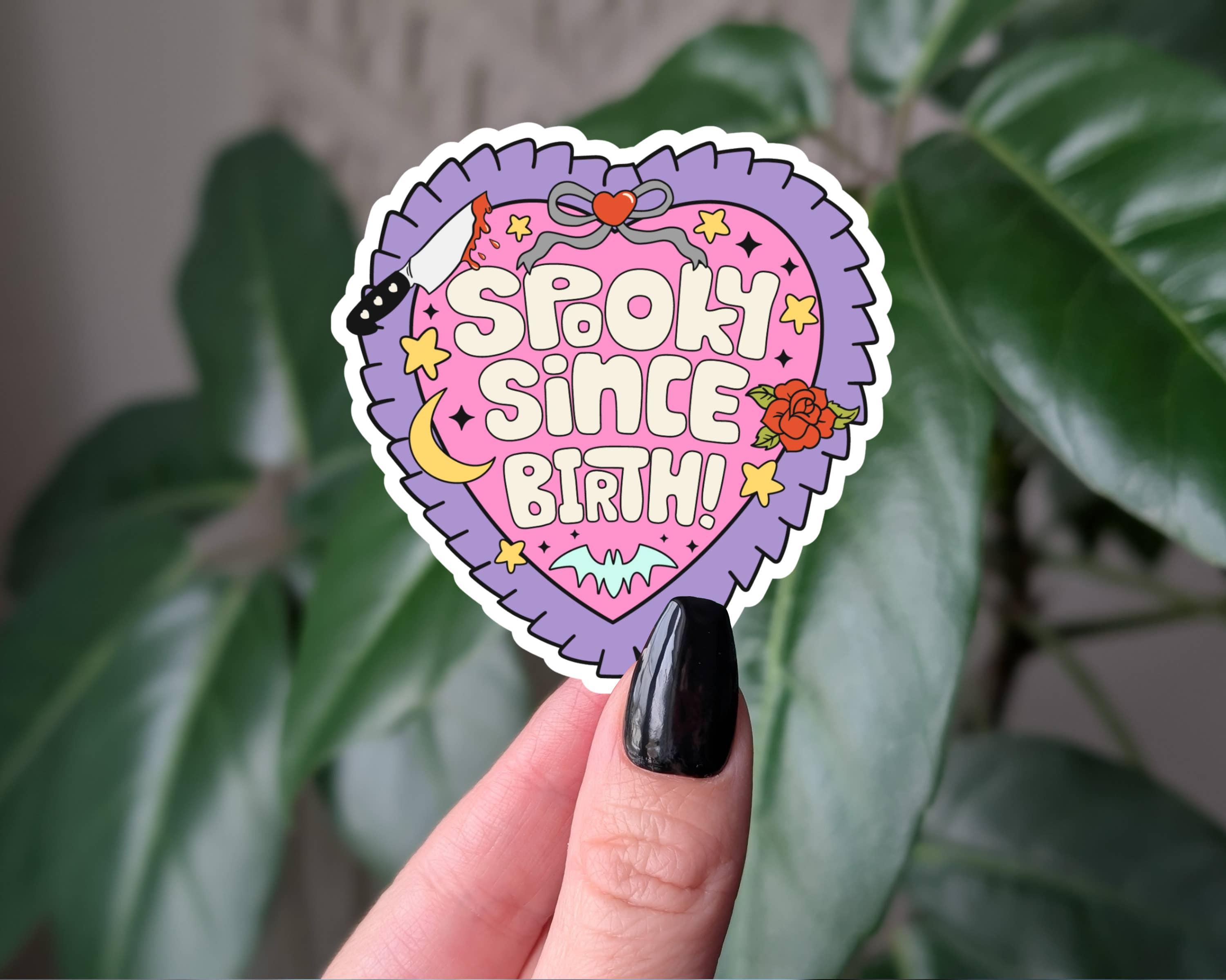 Moonlit Creations - Wholesale Sticker - Spooky Since Birth Heart Sticker, Cute Creepy Gothic