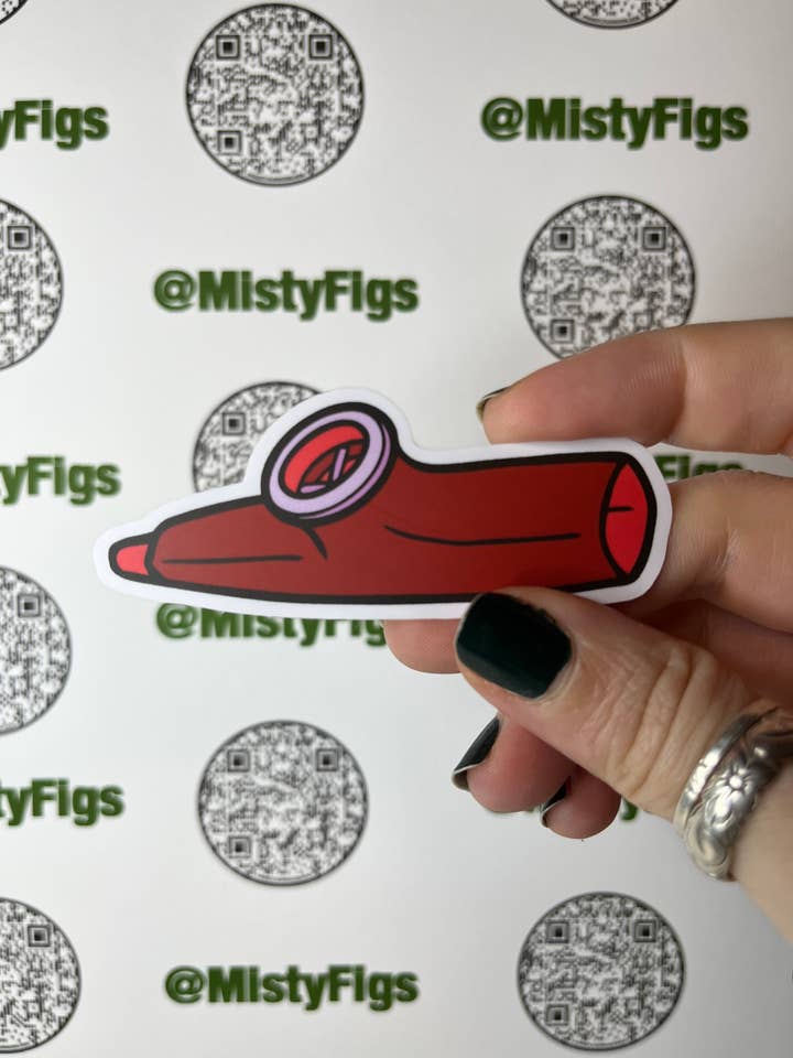 Autocollant en vinyle — Red Kazoo Spn — Bouteille d'eau pour ordinateur portable, agenda Bujo, cadeau, imperméable, mat ou holo pour la vente par Misty Figs