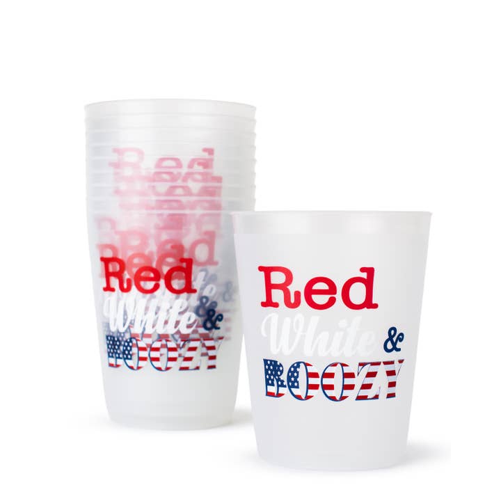 Vasos de Fiesta Red White & Boozy Escarchado/Rojo/Azul 16oz Juego de 10 para venta al por mayor de The Royal Standard