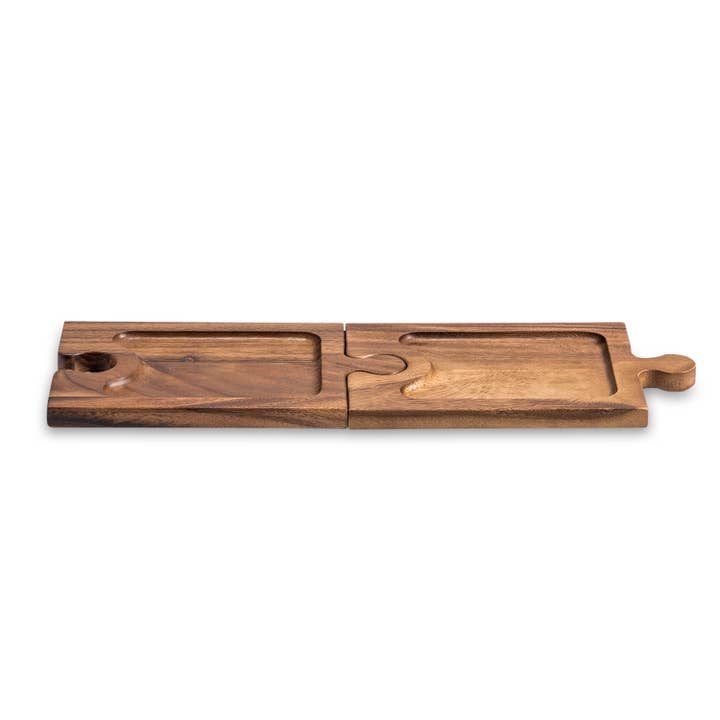 Kalmar Home - Wholesale Cheese Board - Engraved Interlocking Charcuterie Board/Wine Glass Holder
