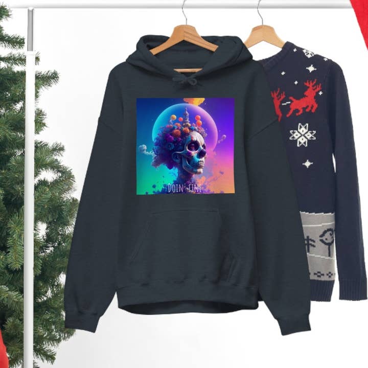 Sudadera unisex con capucha Clown Dreams Doin Fine de Art Essential en mezcla pesada para venta al por mayor de Art Essential