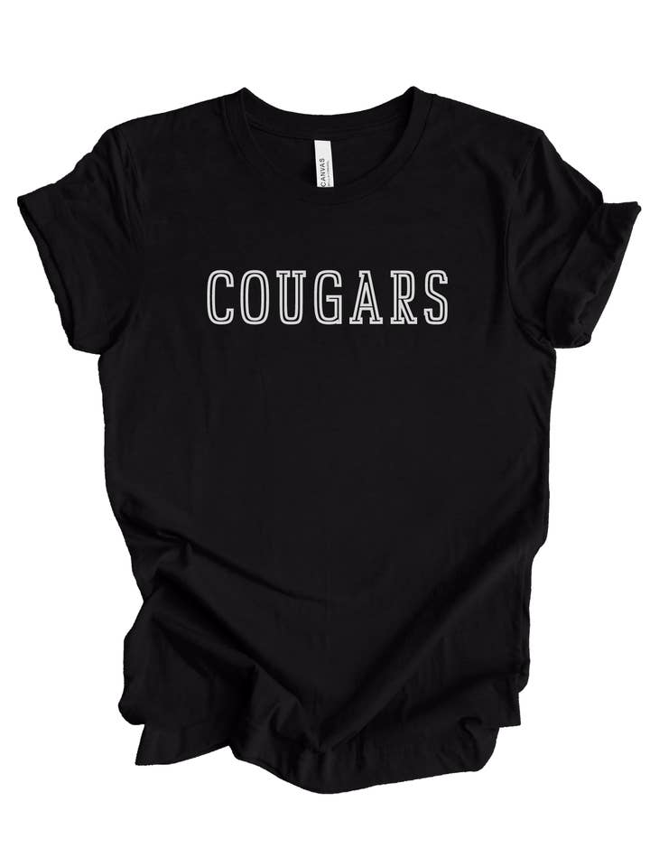 T-shirt met print van Cougars School Mascot voor wholesale door Fan Gear Central