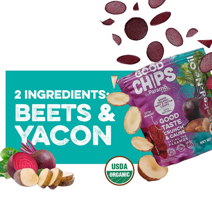 GOOD CHIPS by Paramo Snacks - Wholesale Chips - 12 count Baked Organic Beet and Yacon Chips - 0.7oz bags3