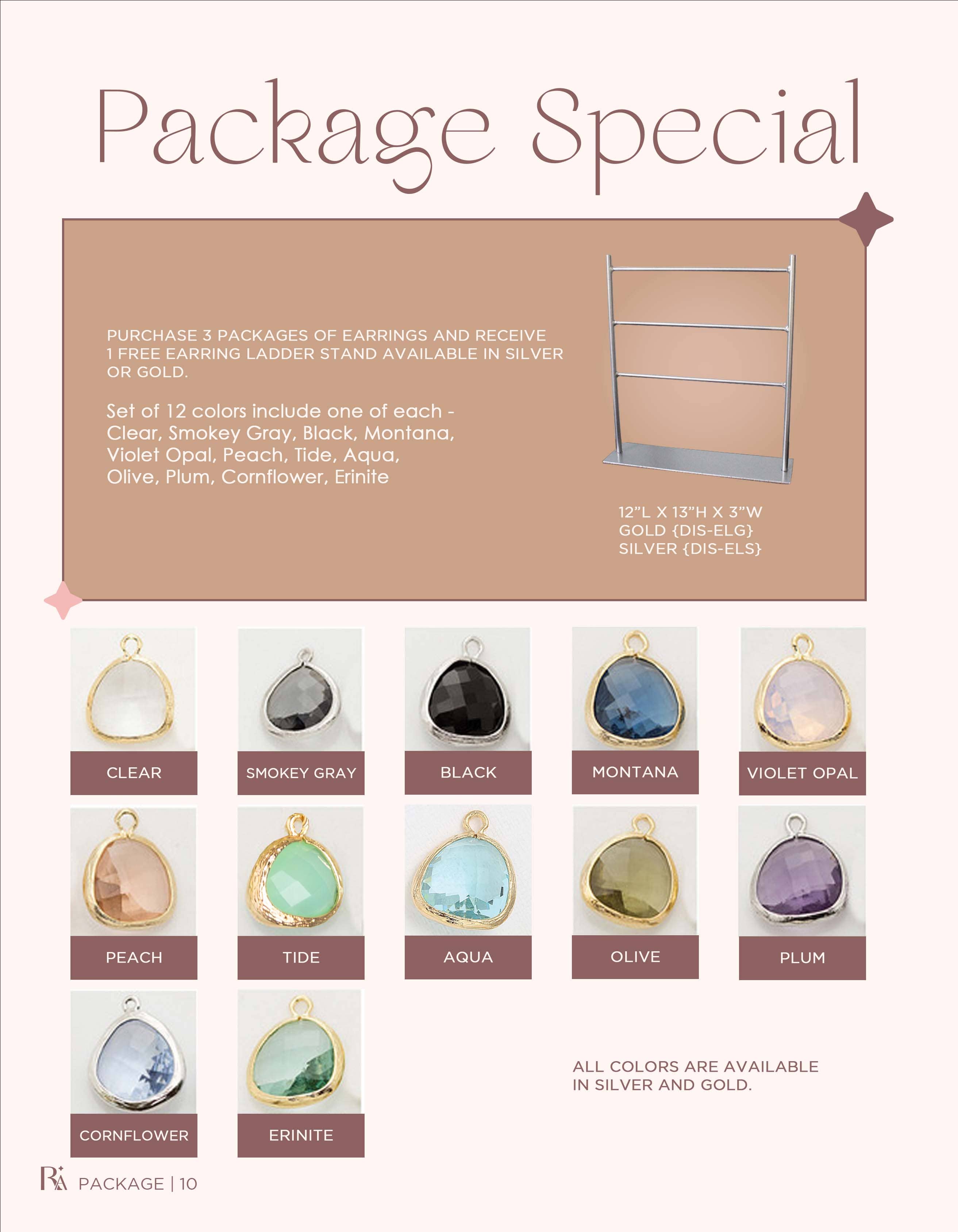 Rebecca Accessories LLC - Wholesale Jewelry Set - Gemstone Earrings Starter Pack Best Selling Colors6