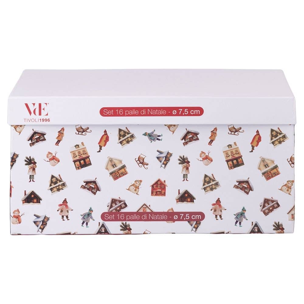 VdE Tivoli 1996 - Wholesale Ornament Set - WINTER VILLAGE SET 16 BALLS 7.5CM 4 ASSORTED1