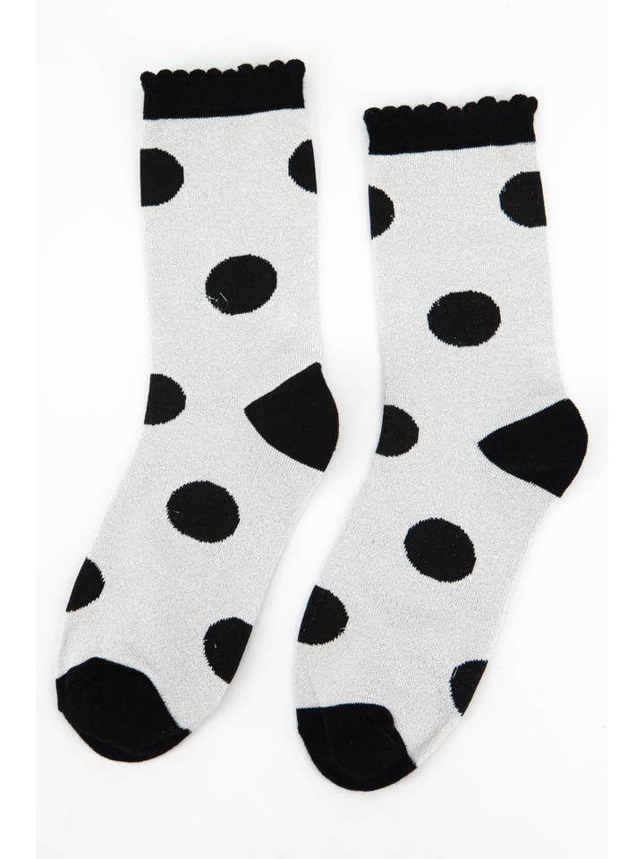 Sock Talk – Meias - Mulher por atacado – Meias femininas em algodão glitter com manchas grandes de bolinhas2