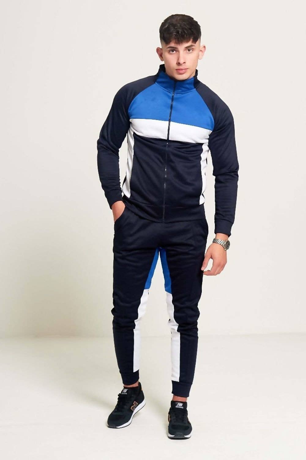 Navy ZIP THROUGH COLLARED TRACKSUIT for wholesale on Faire3