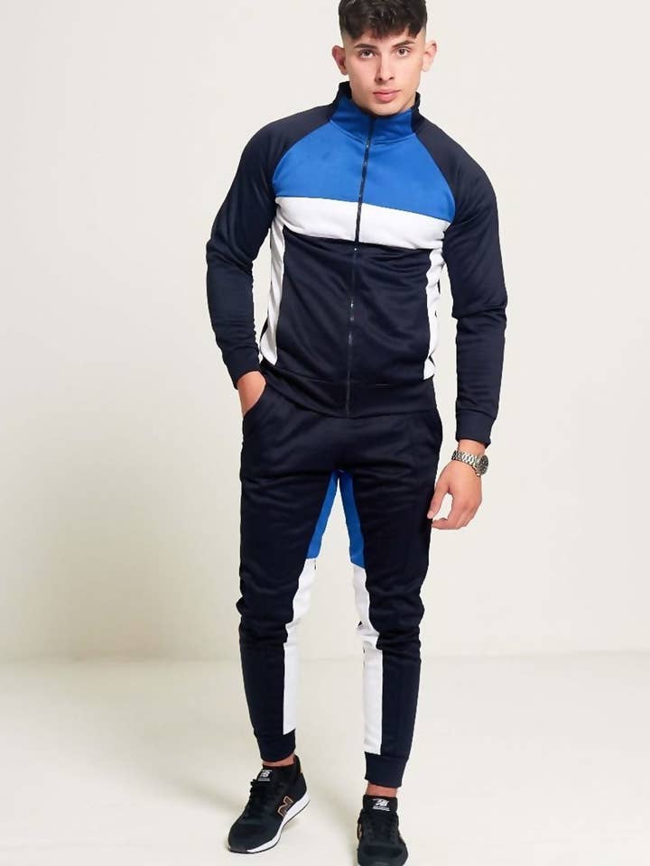 Navy ZIP THROUGH COLLARED TRACKSUIT for wholesale on Faire3