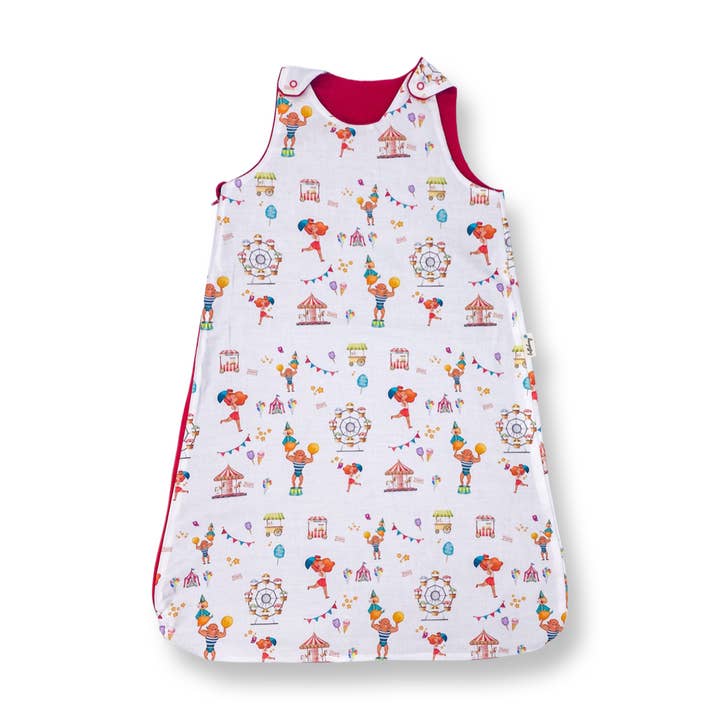 BIO Schlafsack in RODINI CIRCUS & Chilli Rot Tencel für den Großhandel von luftabong