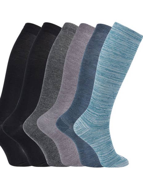 Calze a Compressione Forte in Lana Merino Ricca al 75% (20-30mmHg) - Tinte Unite - Confezione da 6 per la vendita all'ingrosso da parte di Ja-vie