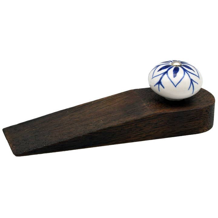 Rinkit Ltd - Wholesale Door Stop - Nicola Spring Vintage Wooden Door Stop - Blue Design