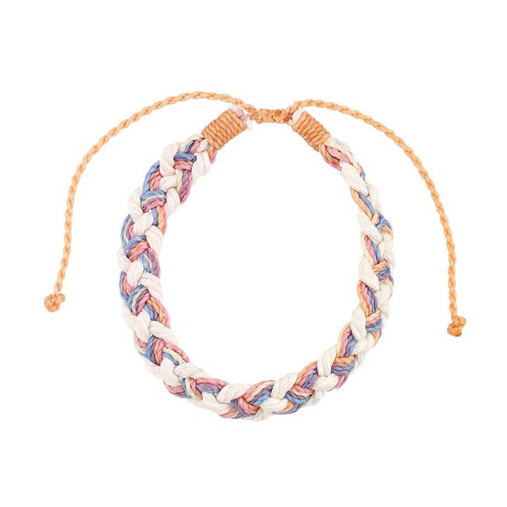 BR Wax Cord Armband aus Baumwollgeflecht- Brights - 12 Stück für den Großhandel von World End Imports Jewelry & Gifts