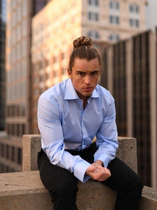 English Threads - Wholesale Button Down Shirt - Men's - Sky Blue Cotton Stretch Shirt - Regular Fit4