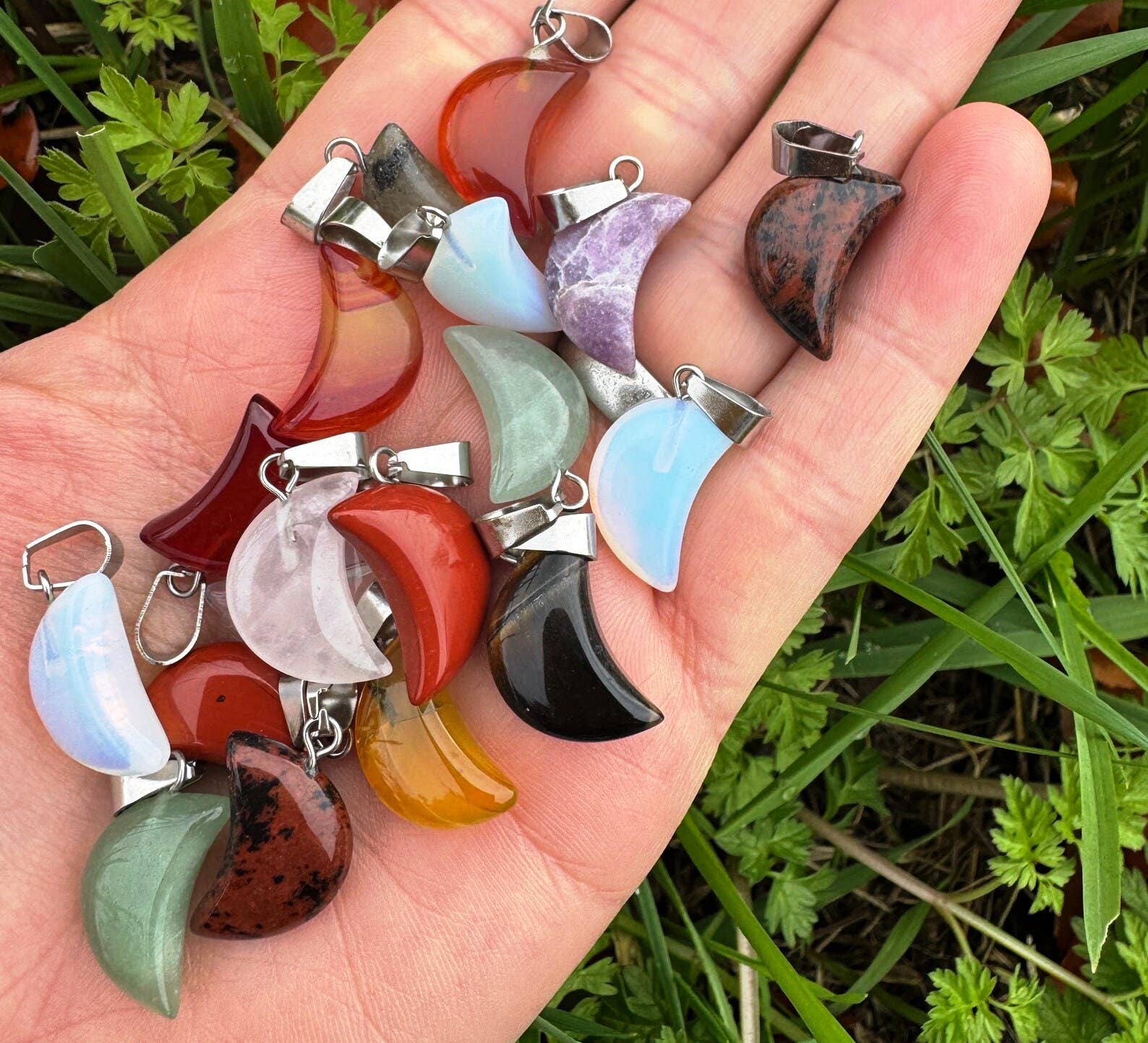 Elf Kendal Hippies – wholesale Individual charm/pendant – moon gemstone pendant 2cm moon necklace 0.8 inch moon charm1